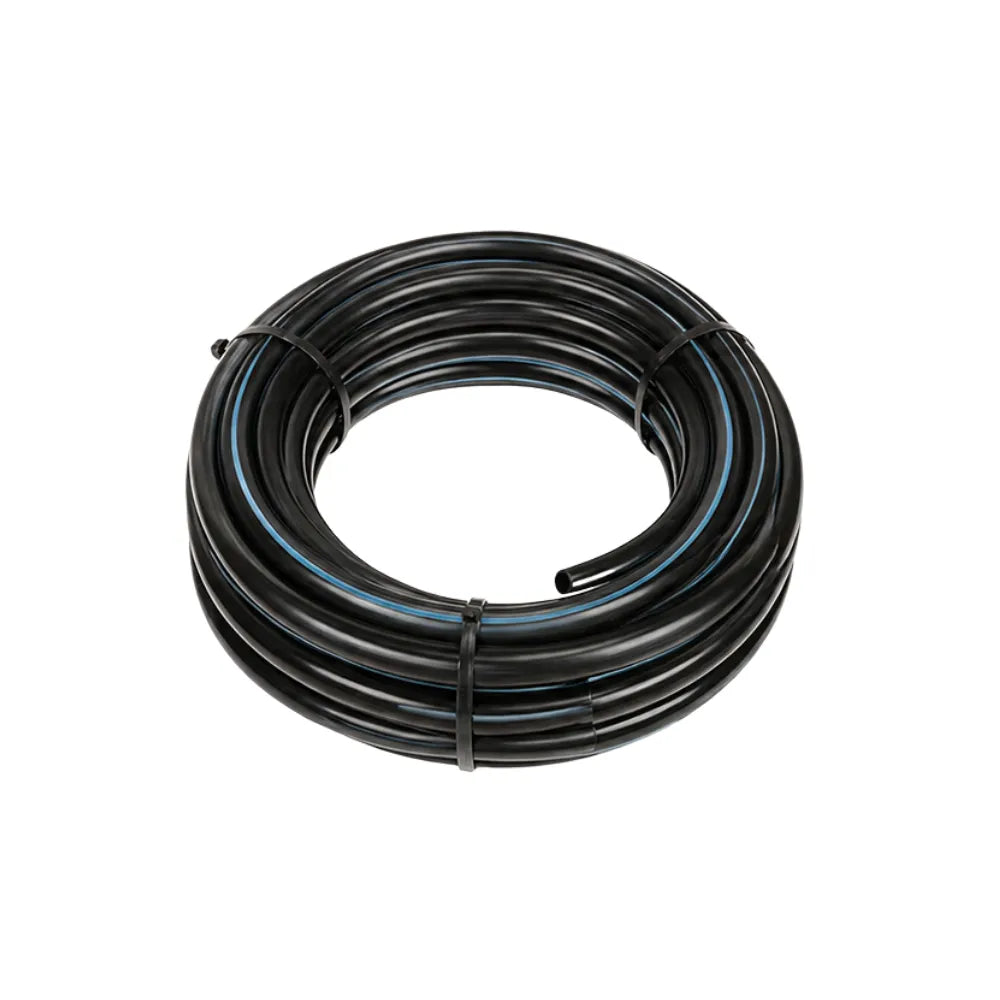 19mm soft poly hose for hydroponic irrigation systems, flexible poly tubing for pumps, reservoirs and grow room plumbing.