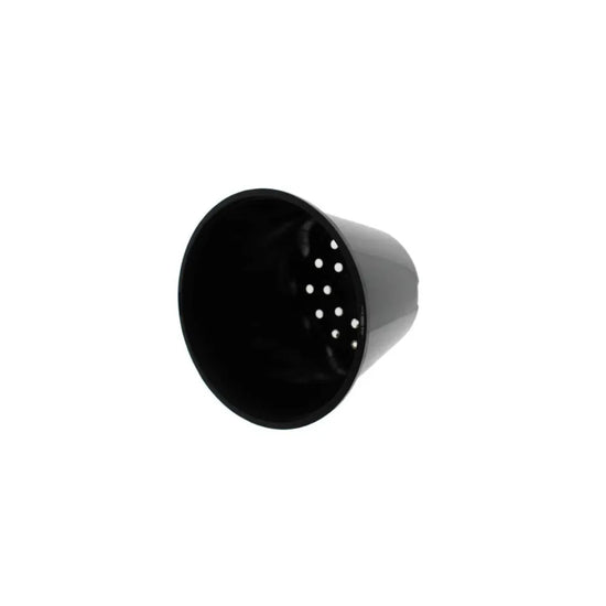 Black plastic hydroponic seedling pot with drainage holes, lightweight nursery planter for propagation and young plants