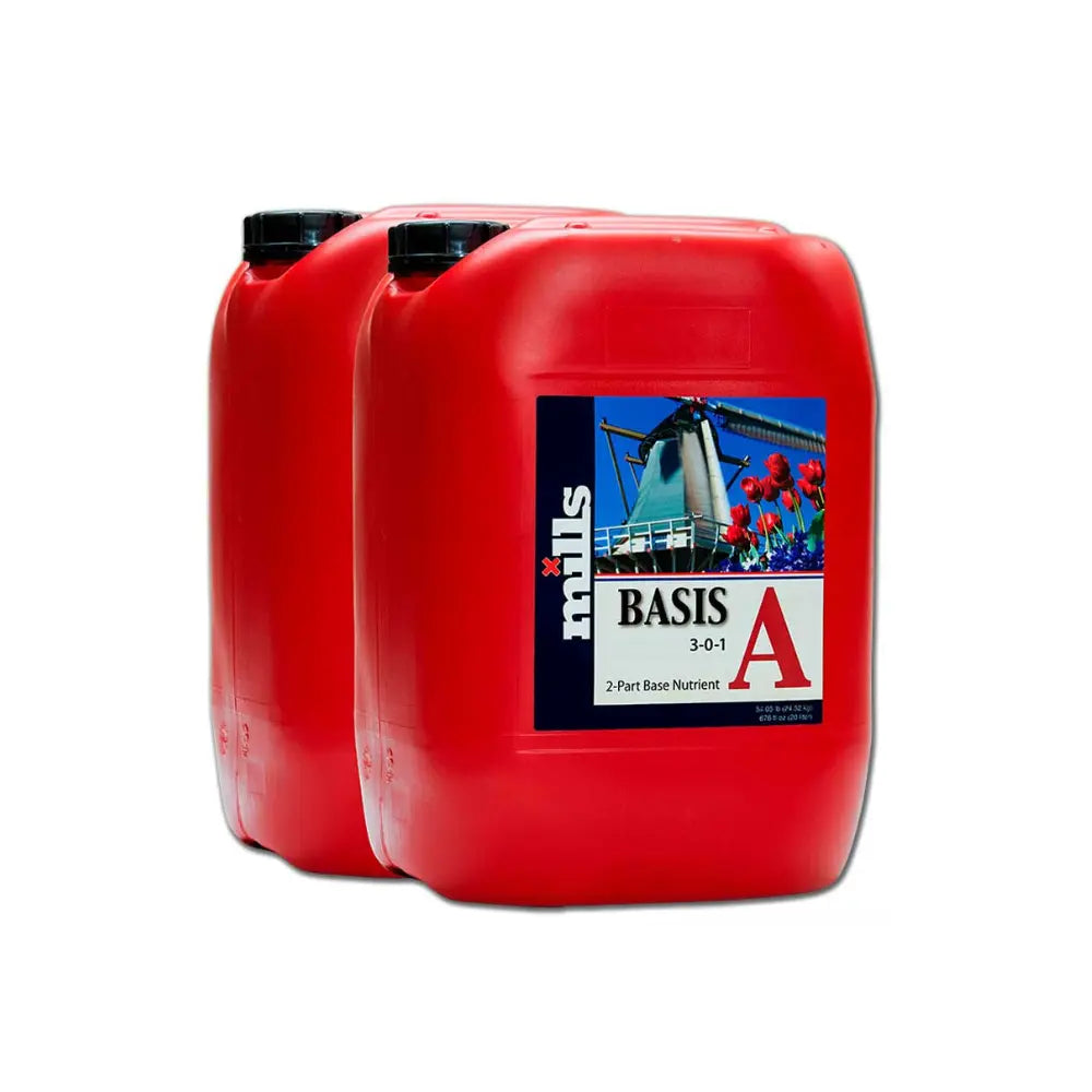 Mills Basis A and B 40L Set. Premium 2-part hydroponic base nutrients professional grow fertiliser for soil, coco and hydroponic systems