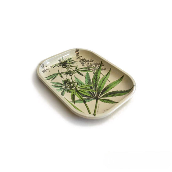 Metal Cannabis Ritual Tray - Vintage Botanical Print