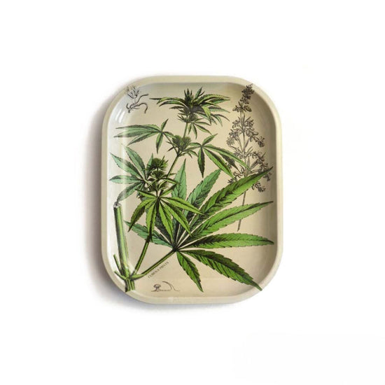 Metal Cannabis Ritual Tray - Vintage Botanical Print