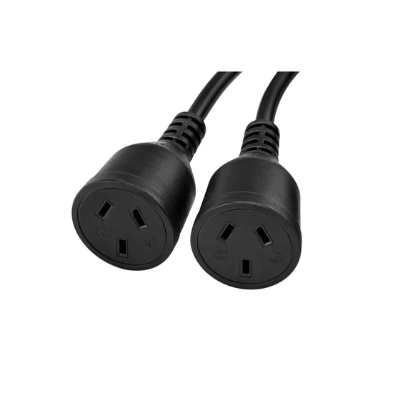 Close-up view of CULTIV8 Dual Outlet Split Extension lead with two Australian sockets for hydroponic heat mats, pads and thermostat controllers.