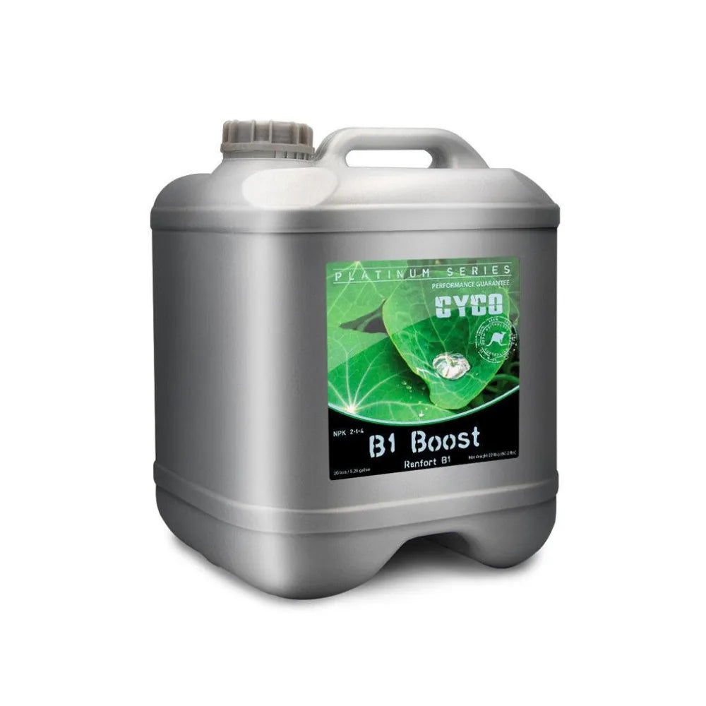CYCO Platinum Series B1 Boost vitamin B1 plant growth additive, large container, hydroponic solution for strong roots and lush plant growth. 20L available for pre-order.