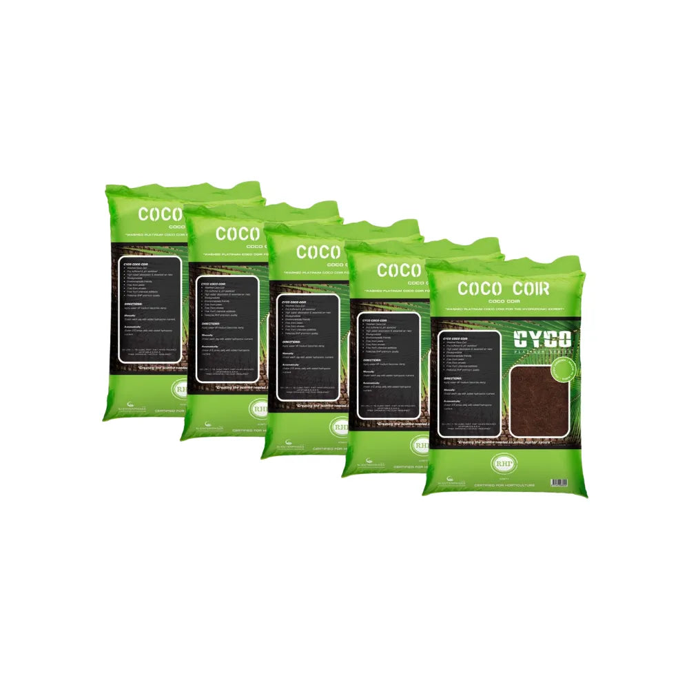 CYCO Coco Coir 5 x 50L bags RHP-certified pre-buffered substrate value pack for hydroponic growing