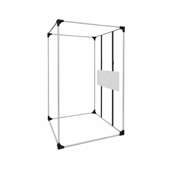 HOMEbox Equipment Board hung on black straps inside a grow tent frame, a white perforated panel for mounting gear