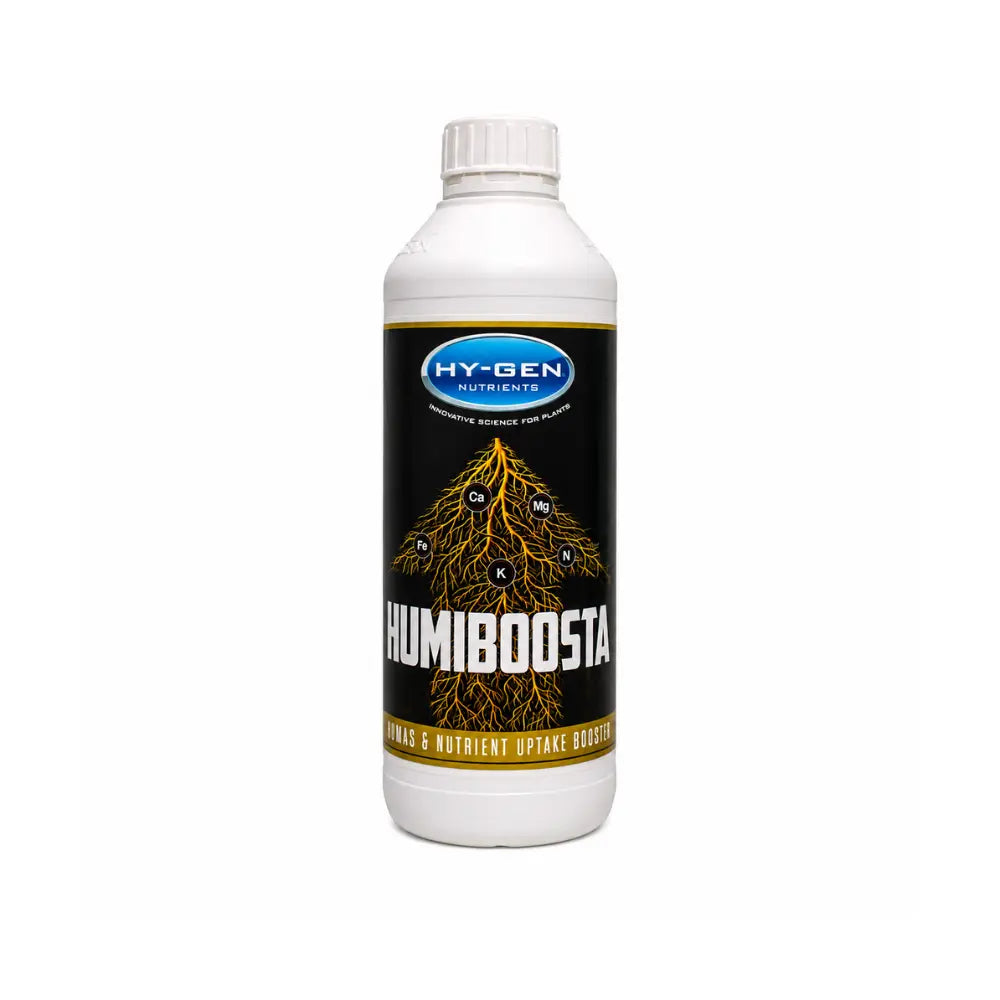 Hy-Gen Humiboosta 1L nutrient uptake booster with organic fulvic and humic acids, improves root health, growth and yield quality.