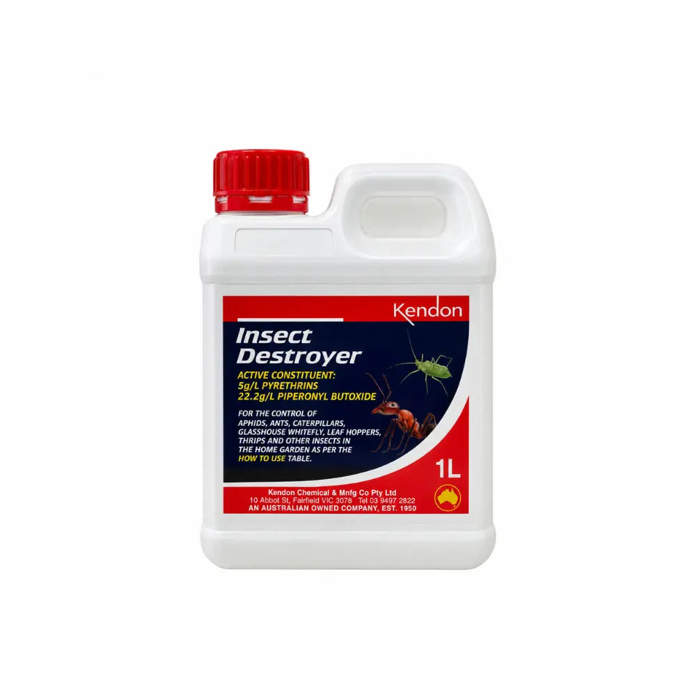 Kendon Insect Destroyer 1L. Natural Pyrethrum Concentrate for safe, non-toxic treatment and prevention of hydroponic pests.