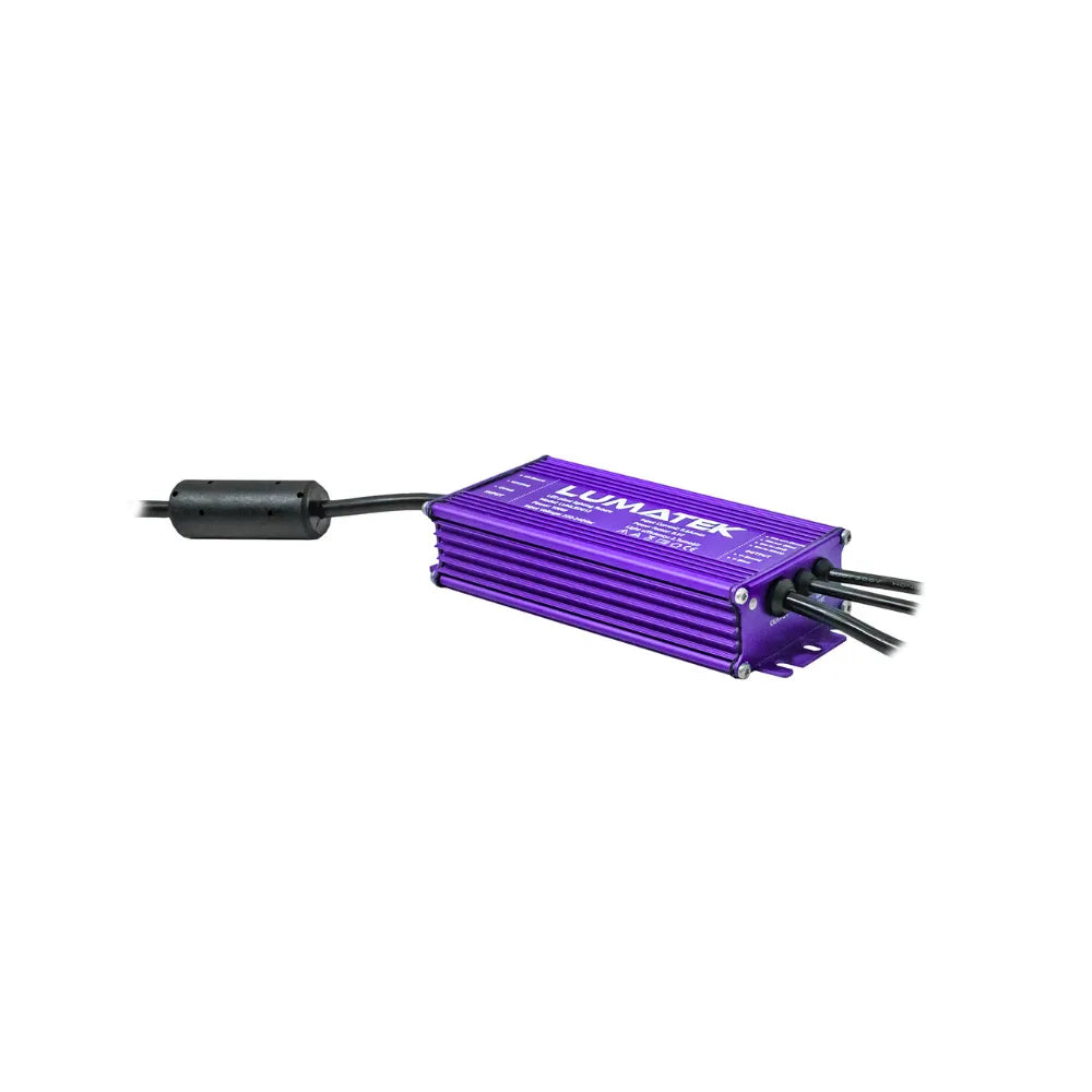 Lumatek 100W LED driver ballast unit in purple housing with cables, high-efficiency grow light power supply