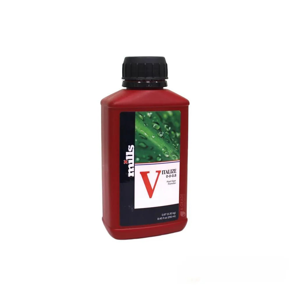 Mills Vitalize 250ml. Mono-silicic acid additive to strengthen the cell walls of plants in an hydroponic grow set up.