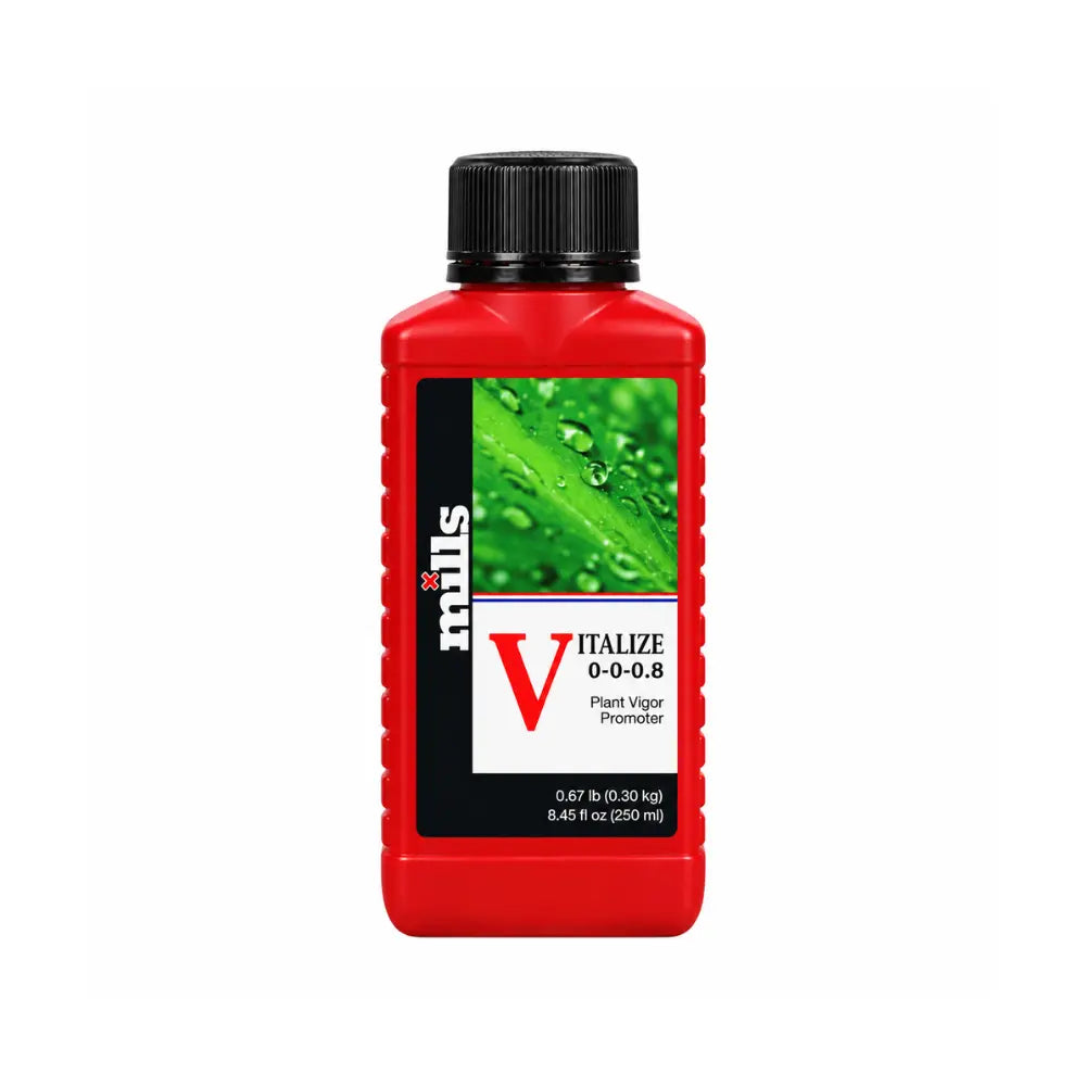 Mills Vitalize 250ml. Mono-silicic acid additive to strengthen the cell walls of plants in an hydroponic grow set up.