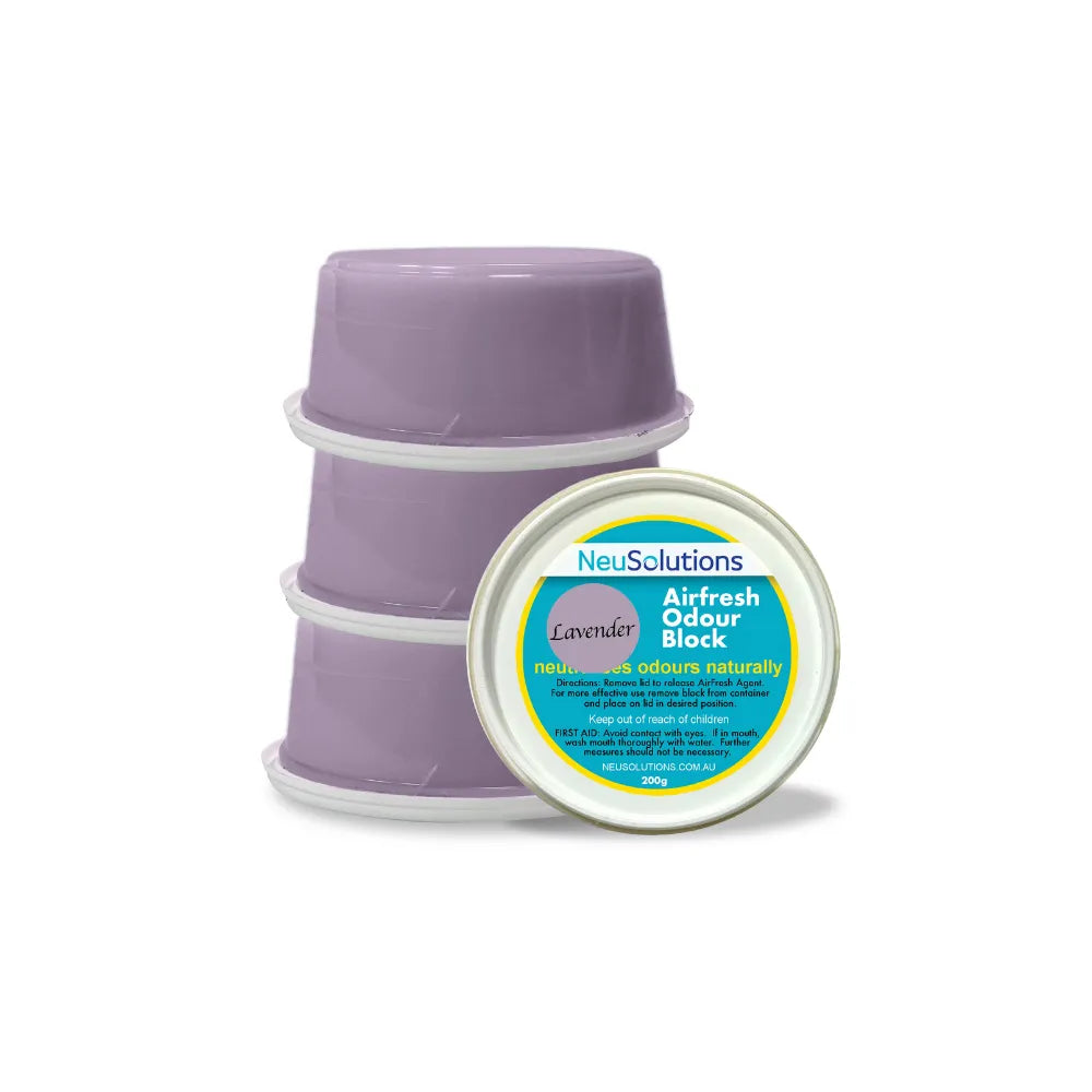 NeuSolutions Lavender Airfresh Odour Block 3-pack β hydroponic grow room odour control with calming lavender fragrance, ideal for indoor gardens and grow tents.