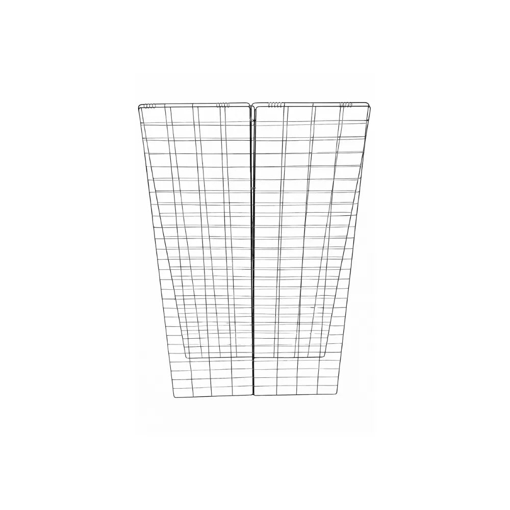 Front view of adjustable steel garden trellis grid, freestanding A-frame plant support for cucumbers, beans and vine plants.