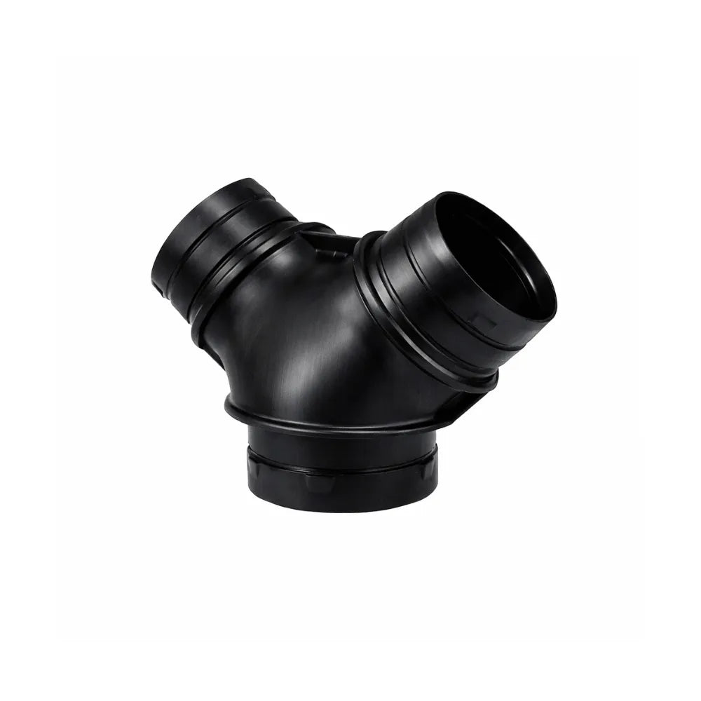 150 mm Y duct joiner for hydroponic ventilation systems, black plastic splitter for grow tent inline fans and flexible ducting