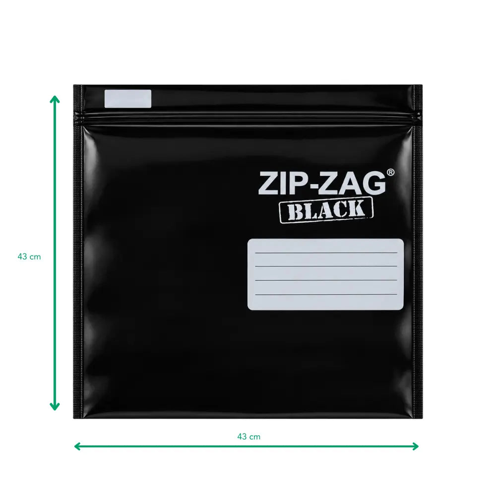 ZIP-ZAG Black smell proof storage bag, 43cm x 43cm resealable 1kg size, 10 pack