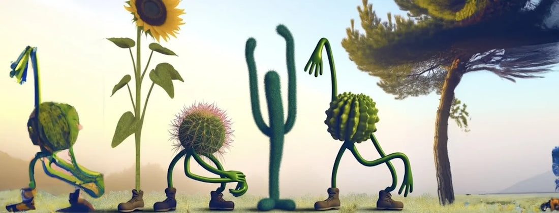 Animated plant characters stretching toward light — why do plants stretch