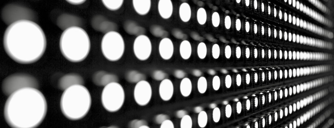 Close-up of white LED grow light diodes, illustrating PPFD and lux light measurement