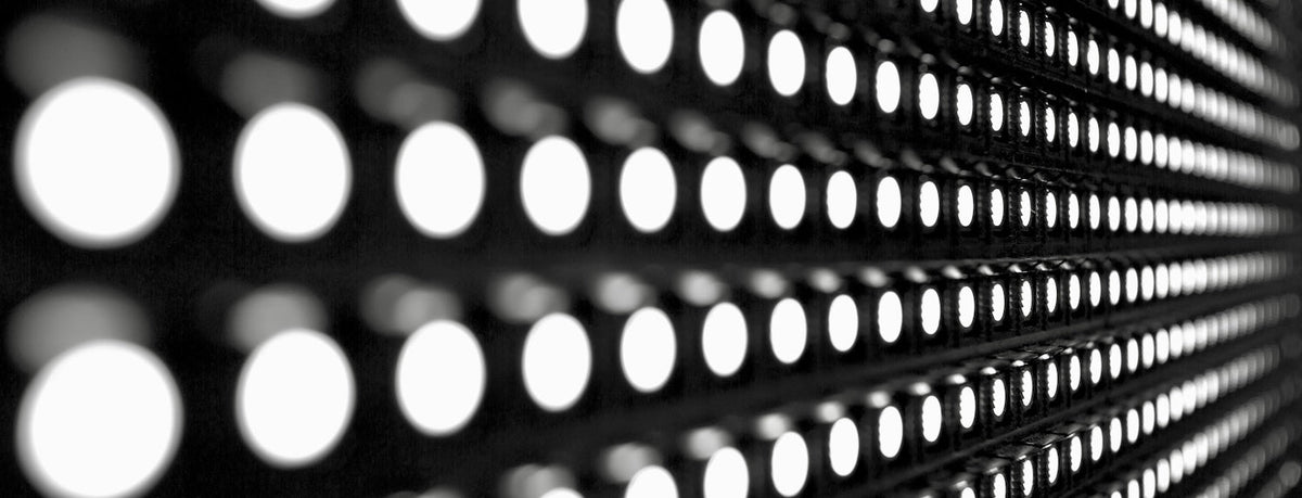 Close-up of white LED grow light diodes, illustrating PPFD and lux light measurement