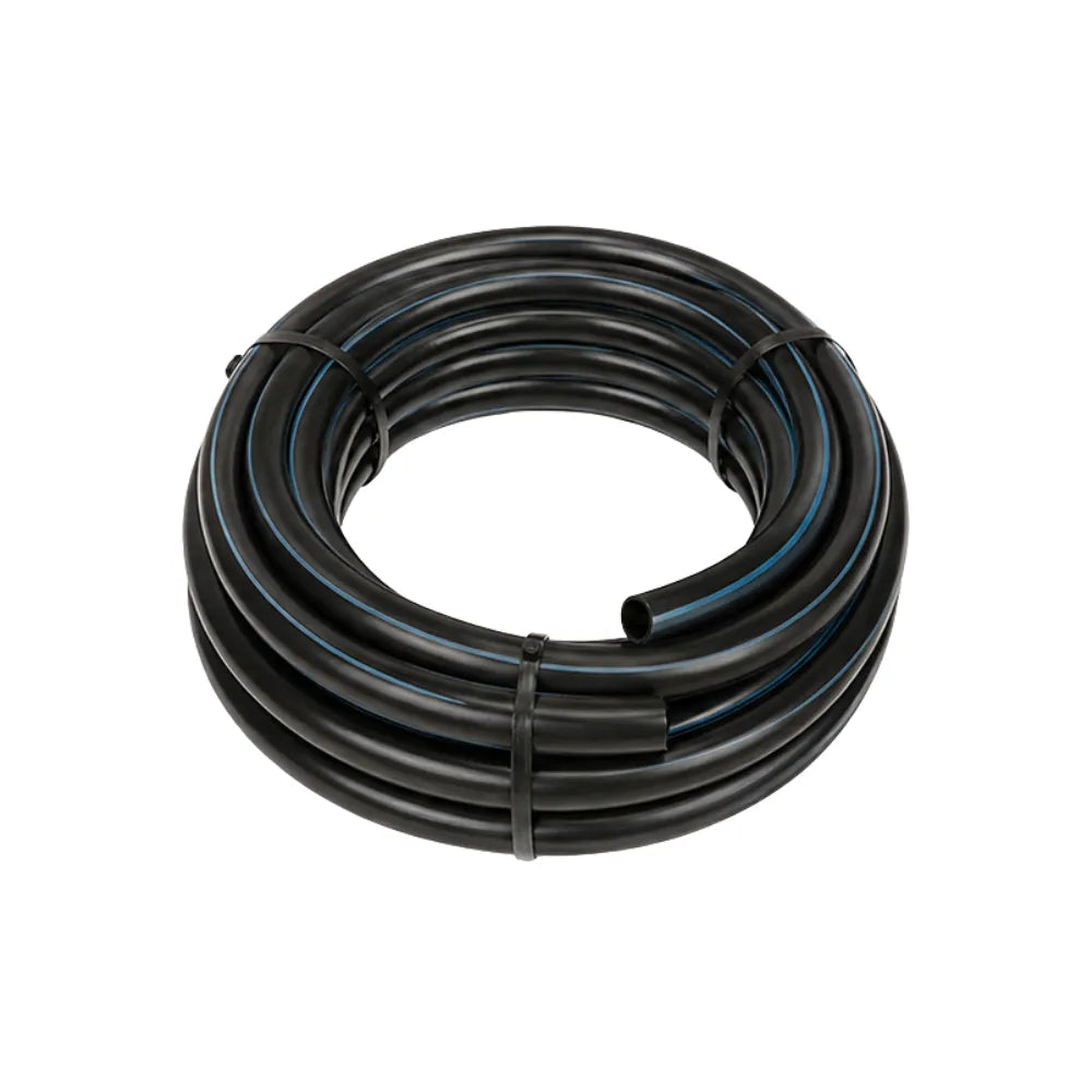 25mm soft poly hose for hydroponic irrigation systems, flexible poly tubing for pumps, reservoirs and grow room plumbing.
