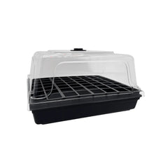 Seed raising kit with black propagation tray, cell insert and clear humidity dome cover