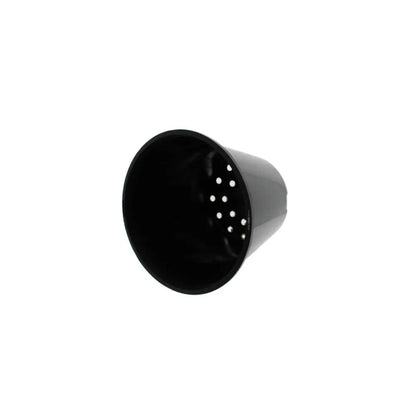 Black plastic hydroponic seedling pot with drainage holes, lightweight nursery planter for propagation and young plants