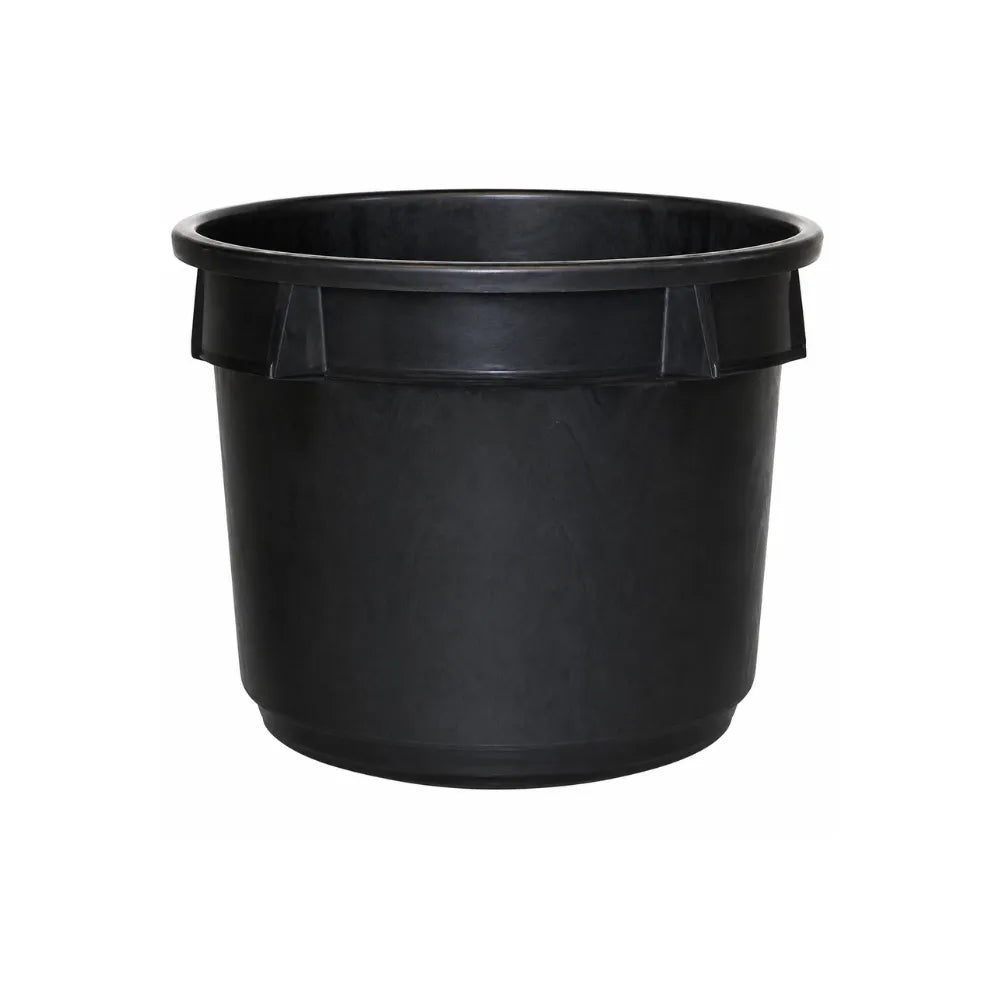 Black 52L round plastic flower pot, heavy-duty garden planter tub for hydroponic gardening