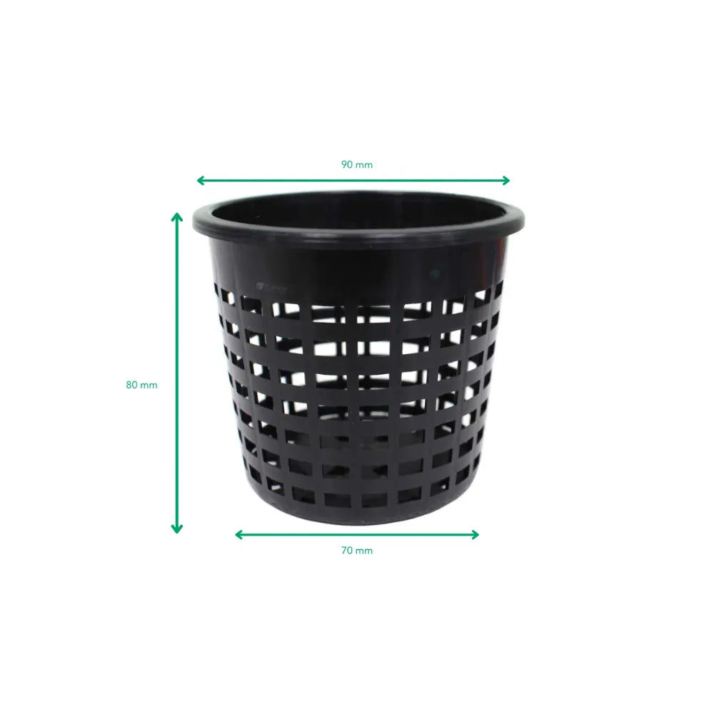 80mm hydroponic mesh net pot with dimensions, compact basket for seedlings, herbs and lettuce growing
