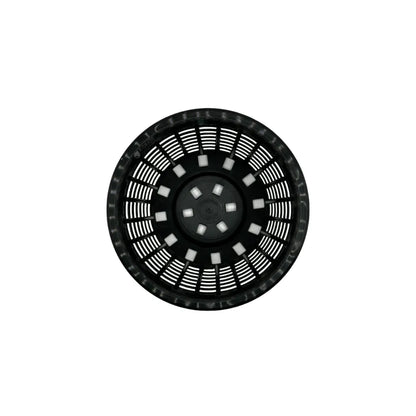 Top view of 80mm hydroponic mesh pot showing drainage holes for optimal water flow and nutrient access