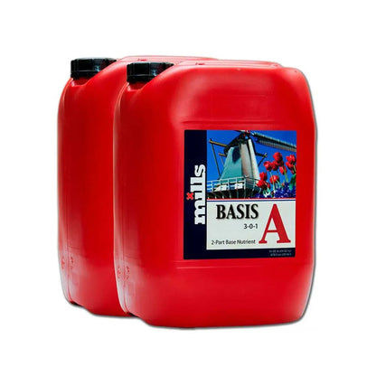 Mills Basis A and B 40L Set. Premium 2-part hydroponic base nutrients professional grow fertiliser for soil, coco and hydroponic systems