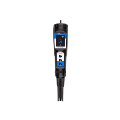 Aqua Master Tools E50 Pro2 EC temp meter with attached conductivity probe, digital screen and control buttons