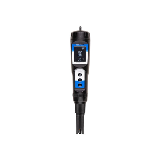 Aqua Master Tools E50 Pro2 EC temp meter with attached conductivity probe, digital screen and control buttons