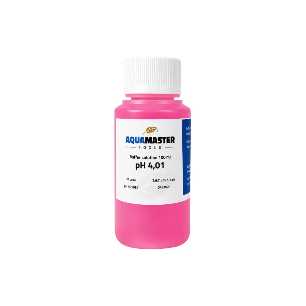 Aqua Master Tools pH 4.01 buffer solution for calibrating hydroponic pH meters, 100ml bottle
