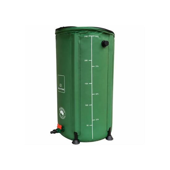 100L collapsible hydroponic reservoir with drainage valve and volume scale, durable green rainwater collection tank