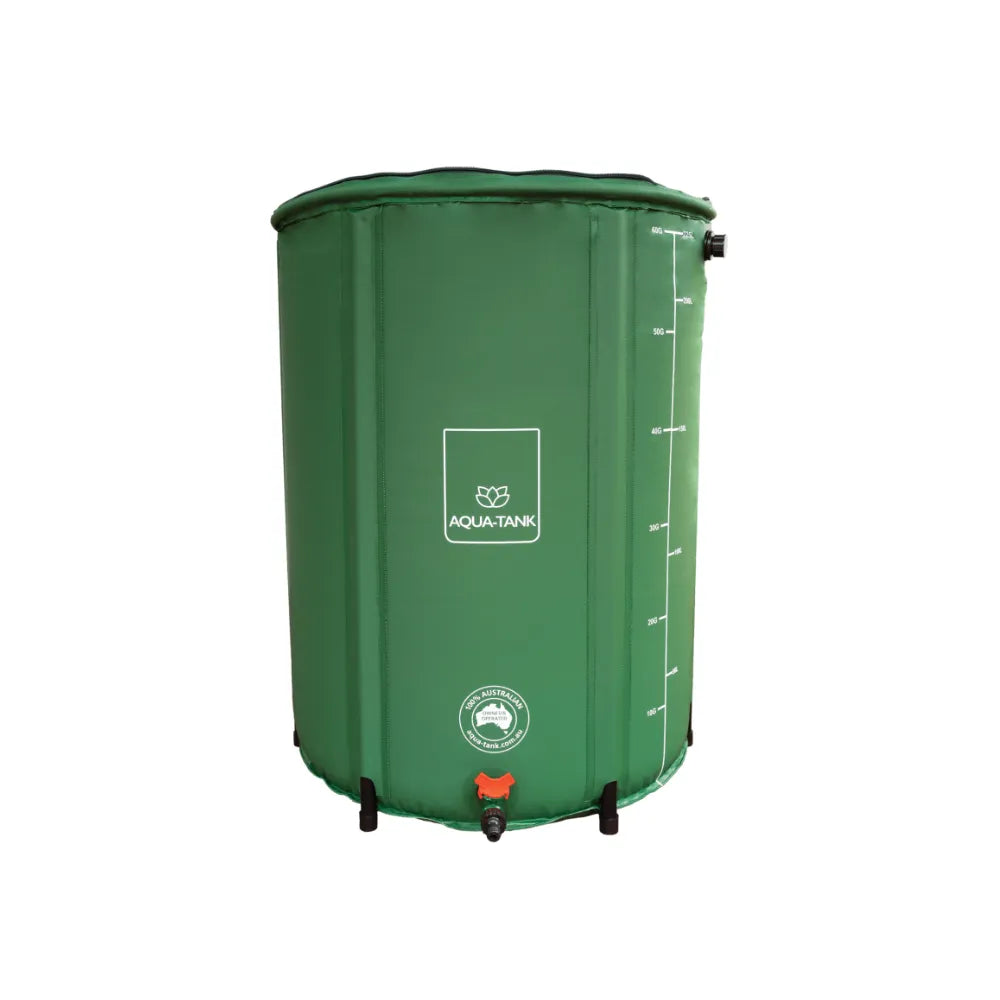 AQUA-TANK 225L foldable rainwater tank with tap outlet and level gauge, portable water storage for garden and hydroponics