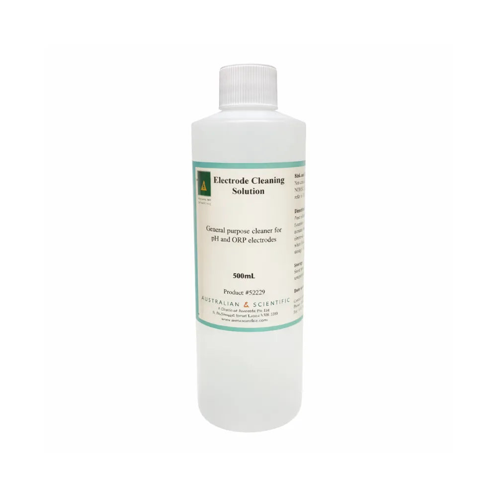 Australian Scientific electrode cleaning solution 500mL bottle, general purpose lab cleaner for pH and ORP electrode maintenance and performance