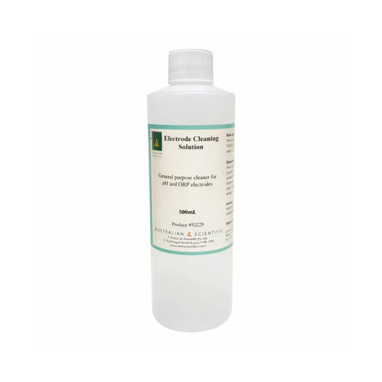 Australian Scientific electrode cleaning solution 500mL bottle, general purpose lab cleaner for pH and ORP electrode maintenance and performance