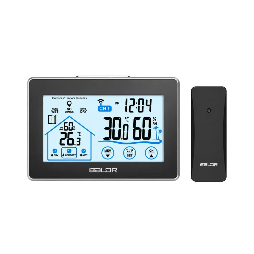 BALDR B0317 wireless hygrometer thermometer with remote sensor for grow tent temperature and humidity monitoring