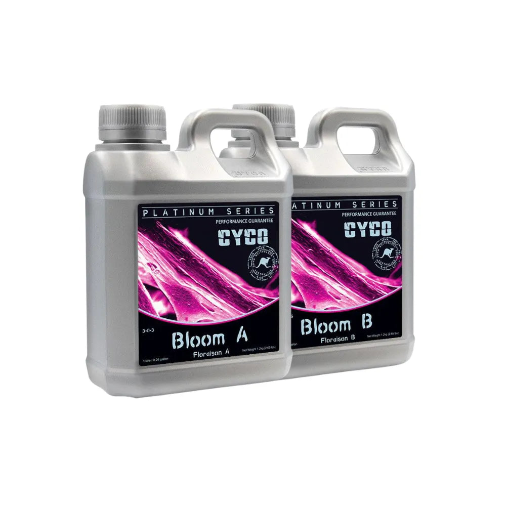 CYCO Platinum Series Bloom A &amp; B nutrient set 1L bottles hydroponic flowering fertiliser