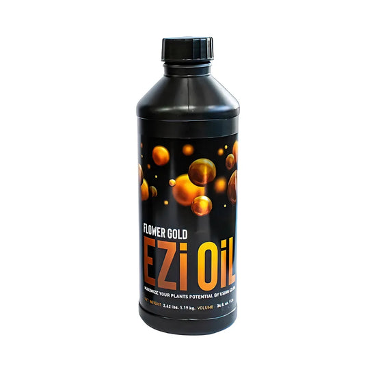FLOWER GOLD EZi Oil 1L bloom booster for hydroponics, designed to increase flower size, bud density and resin production in indoor and outdoor grow systems.