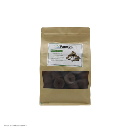 Farmtek moss peat sponge plugs in resealable pouch, biodegradable hydroponic seed starting plugs