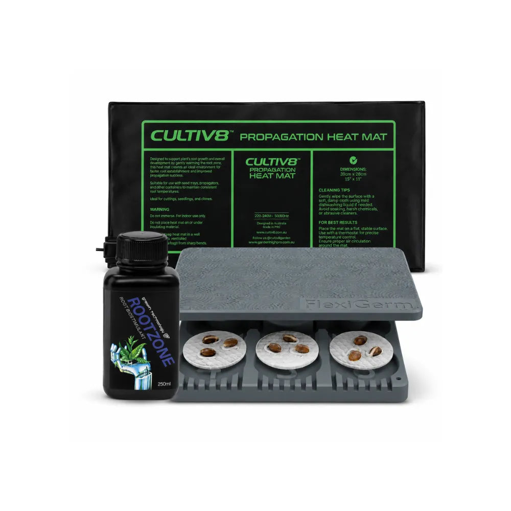 FLEXIGERM Seed Starter Kit with propagation heat mat, seed tray and Growth Technology Rootzone for hydroponic seed starting