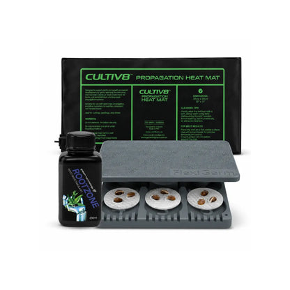 FLEXIGERM Seed Starter Kit with propagation heat mat, seed tray and Growth Technology Rootzone for hydroponic seed starting