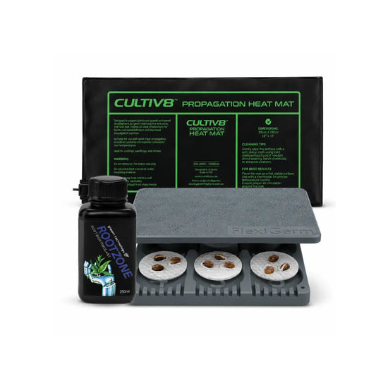 FLEXIGERM Seed Starter Kit with propagation heat mat, seed tray and Growth Technology Rootzone for hydroponic seed starting