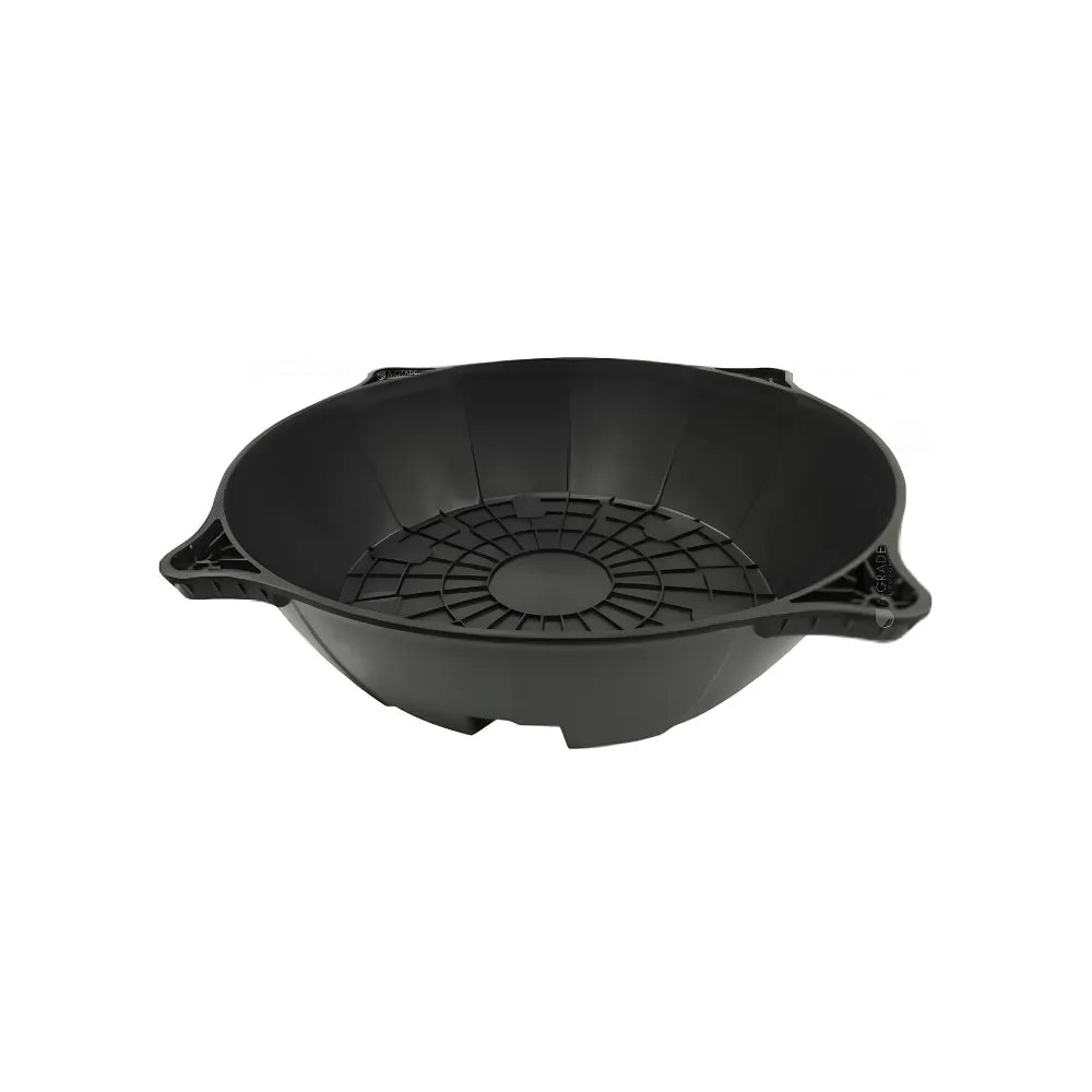 G-POT Base 550mm gardening drainage tray for GEO POTS, heavy-duty air pruning pot base with tapered airflow design for fabric and plastic grow pots.
