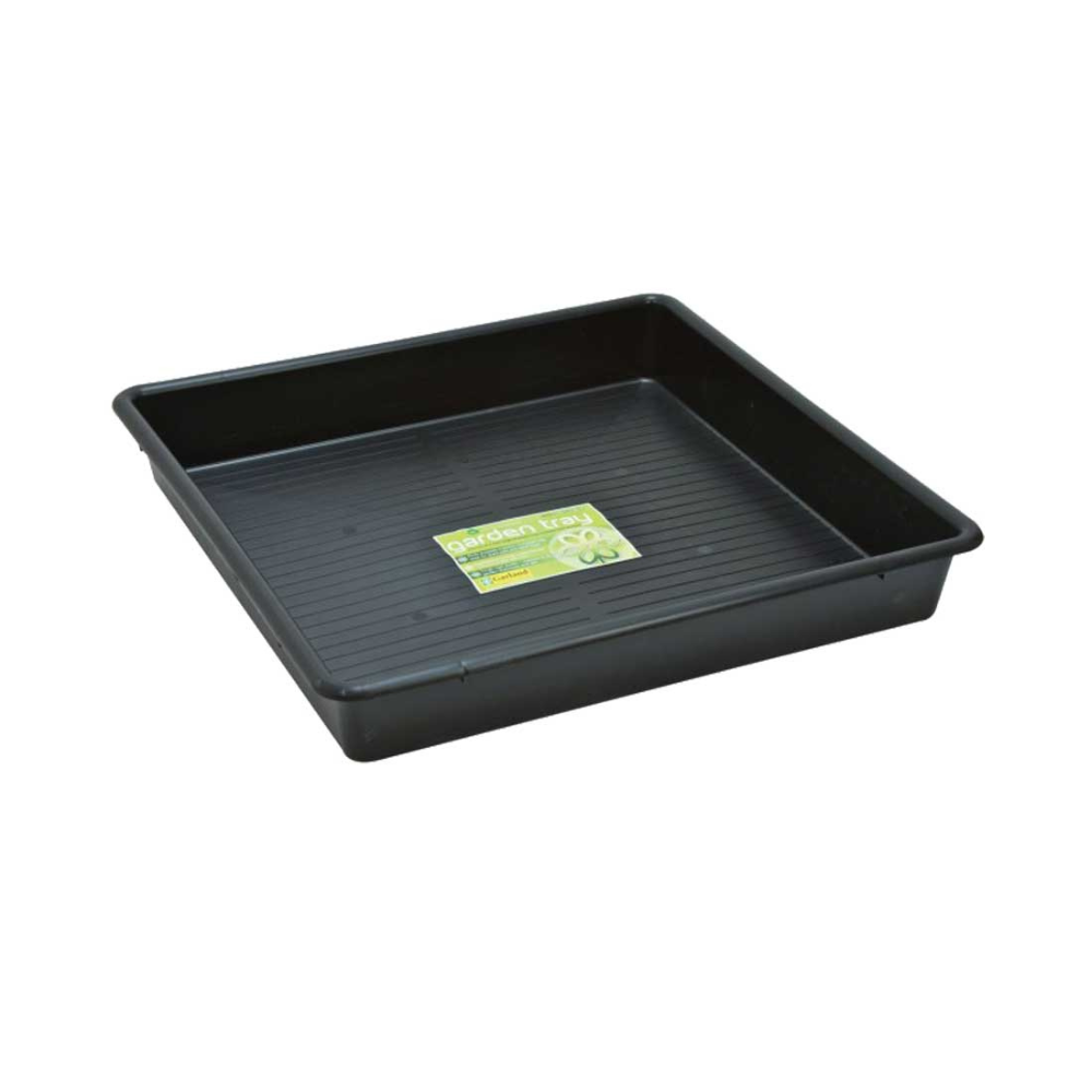 Garland Square Garden Tray 80cm black run-off tray for hydroponic grow rooms and plant pot drainage