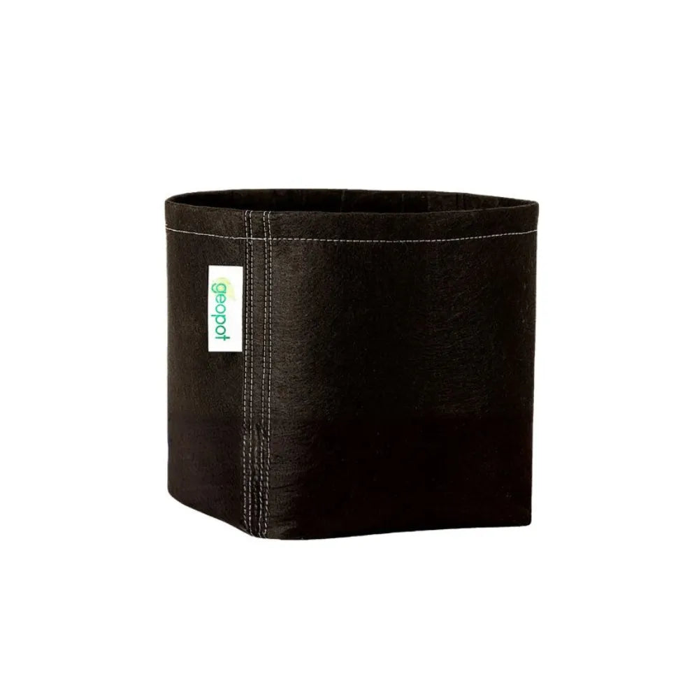 GEOPOT 4L / 1 Gallon black fabric grow pot with breathable geo-textile material for air pruning roots, promoting healthier plant growth and stronger root development.