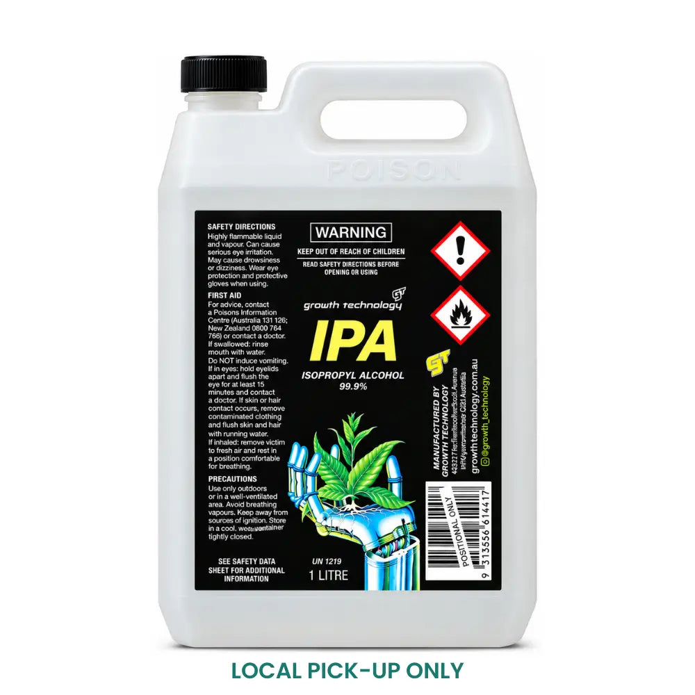 Growth Technology IPA 99.9% isopropyl alcohol 5L for sterilising grow rooms and scissors, local pick-up only