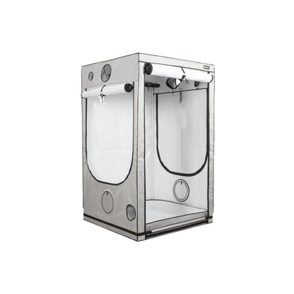 Homebox Ambient Q100+ indoor grow tent with reflective interior, large zip access door and multiple ventilation ports for hydroponic grow rooms