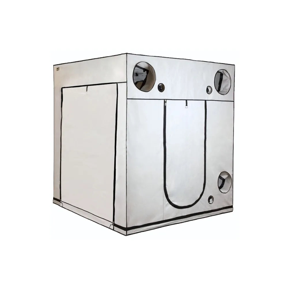 Homebox Ambient Q200+ grow tent exterior view showing large access doors, observation window and ducting ports for controlled indoor plant growing