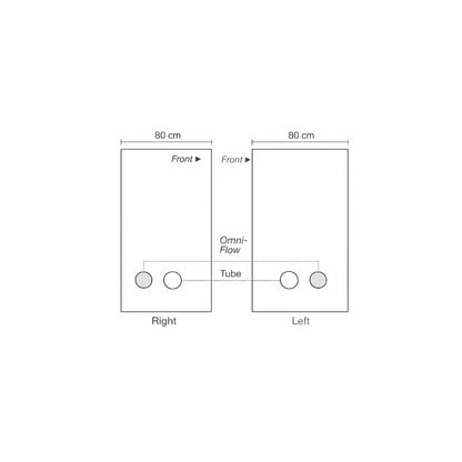 Homebox Ambient Q80+ grow tent side panel diagram with Omni-Flow air vents and ducting ports for indoor hydroponic growing setup