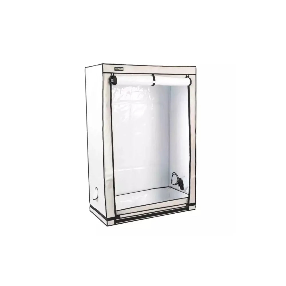 HOMEbox Ambient R120 hobby grow tent with reflective interior and ventilation ports for indoor plant cultivation